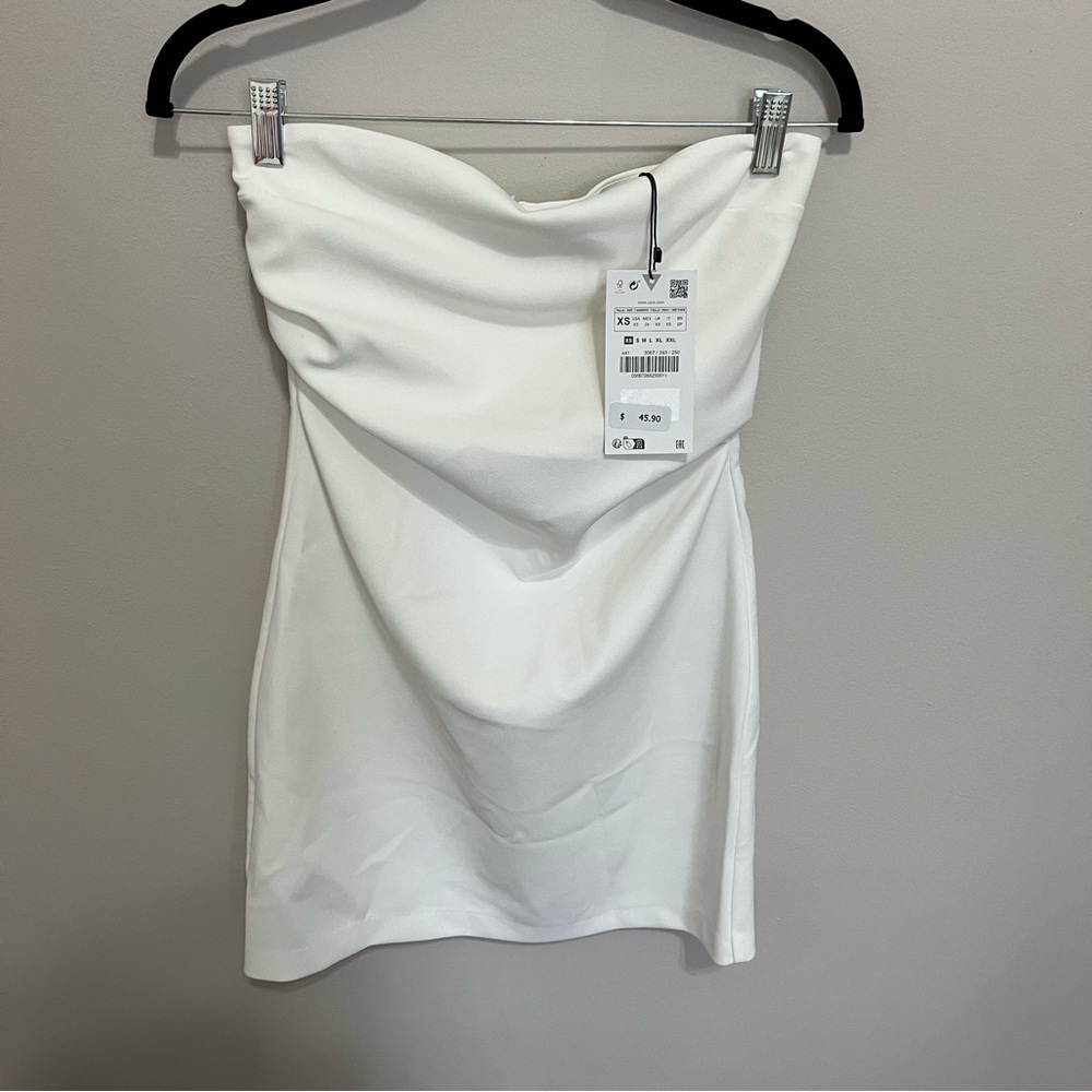 Zara Strapless White Mini Dress